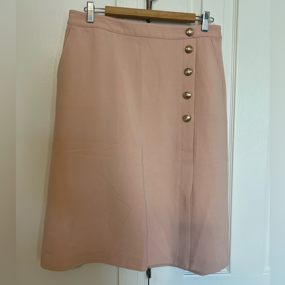 Talbots Light Pink Pencil Skirt with Side Slit and Buttons